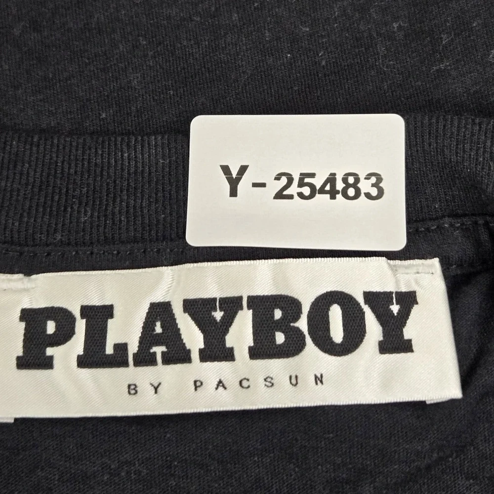 Playboy By Pacsun Men Shirt M‎ Black Graphic Print Bunny Logo
